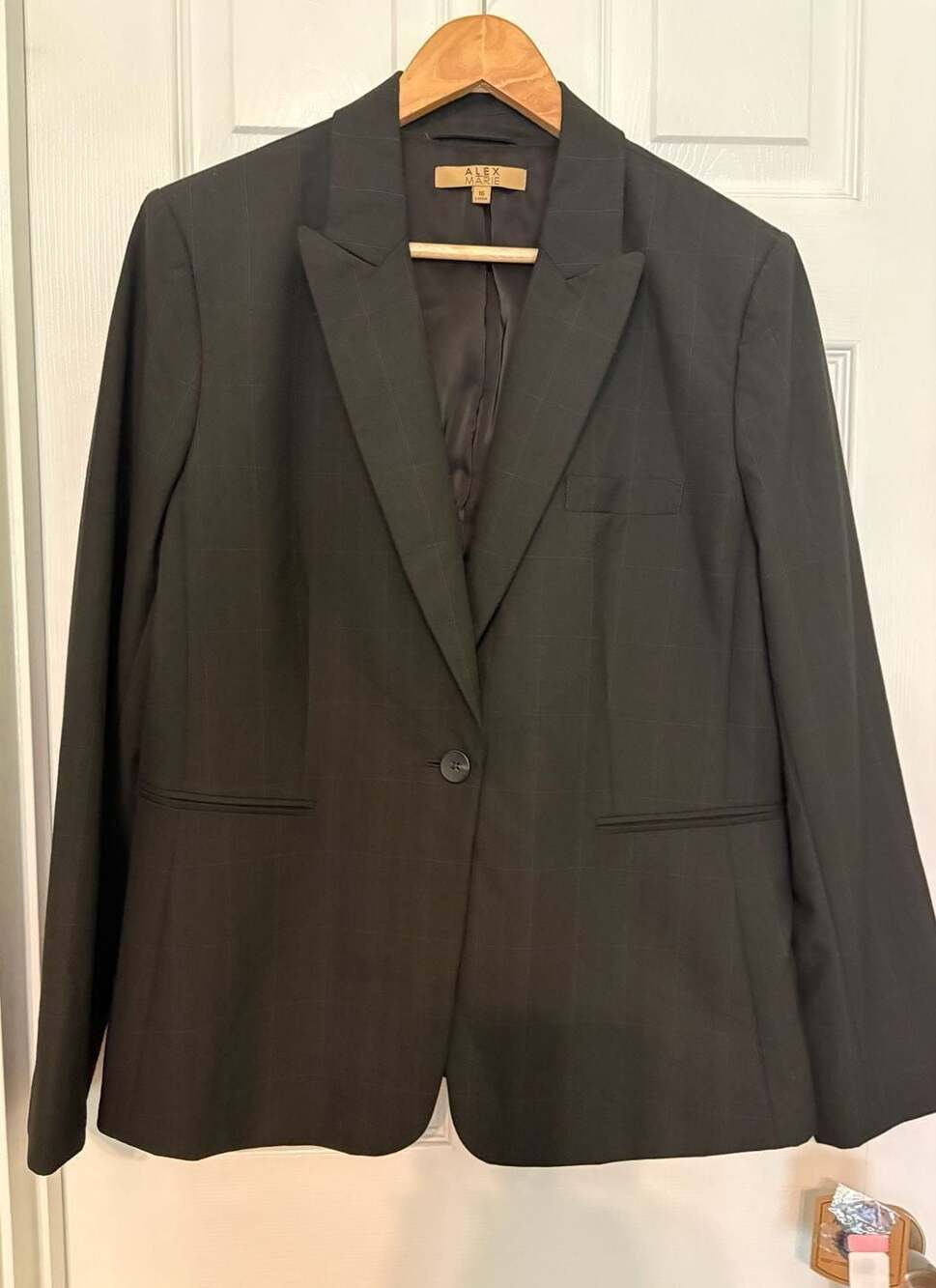 NWT Alex Marie Black Plaid Blazer, Size 16, lined